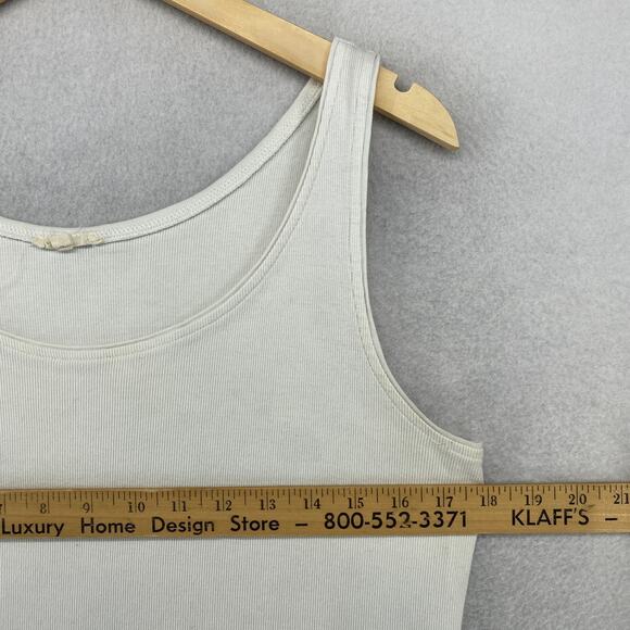 EILEEN FISHER Tank Top L Ribbed Organic Cotton Jersey Cami Scoop Neck Off White - Picture 8 of 13